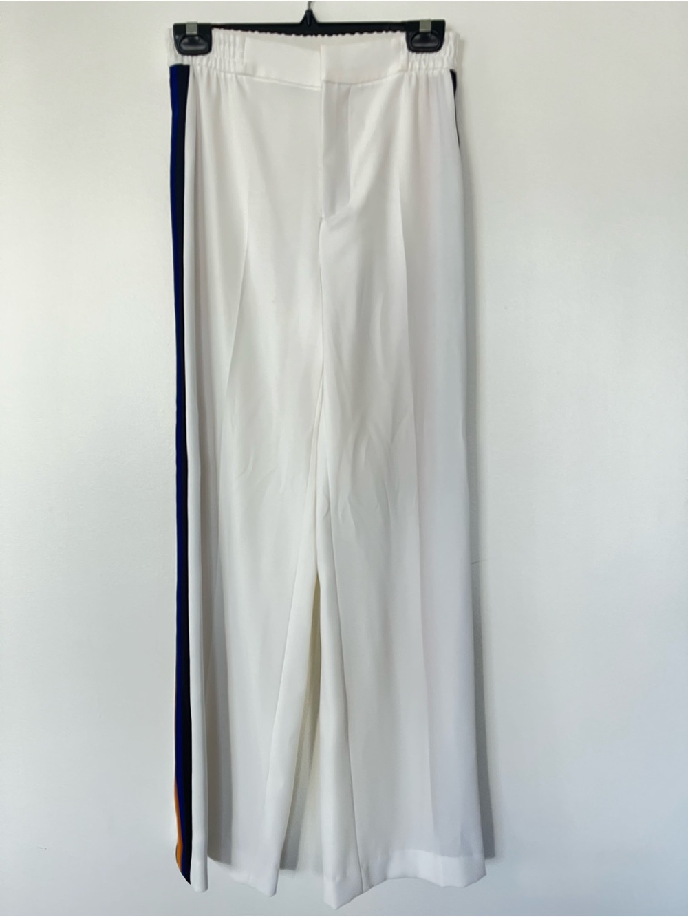 Zara White Wide-Leg Pants with Side Stripe